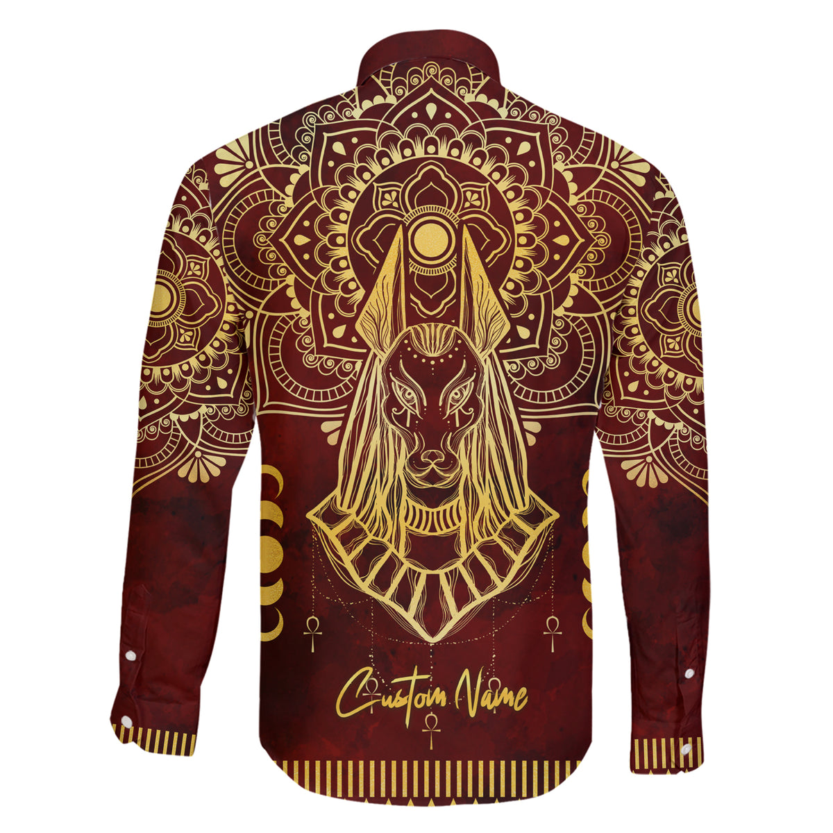 Personalized Anubis Family Matching Short Sleeve Bodycon Dress and Hawaiian Shirt Ancient Egyptian Pattern In Red - Wonder Print Shop