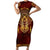 Personalized Anubis Family Matching Short Sleeve Bodycon Dress and Hawaiian Shirt Ancient Egyptian Pattern In Red