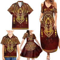 Personalized Anubis Family Matching Summer Maxi Dress and Hawaiian Shirt Ancient Egyptian Pattern In Red - Wonder Print Shop