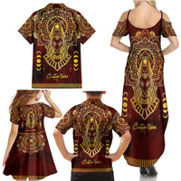 Personalized Anubis Family Matching Summer Maxi Dress and Hawaiian Shirt Ancient Egyptian Pattern In Red - Wonder Print Shop