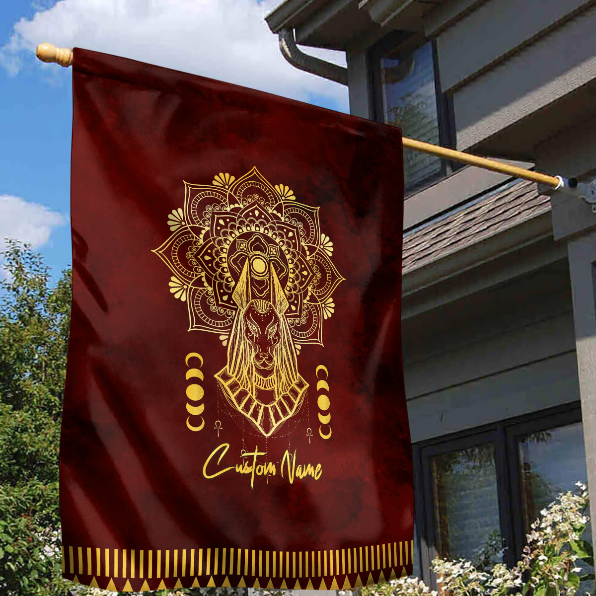 Personalized Anubis Garden Flag Ancient Egyptian Pattern In Red - Wonder Print Shop