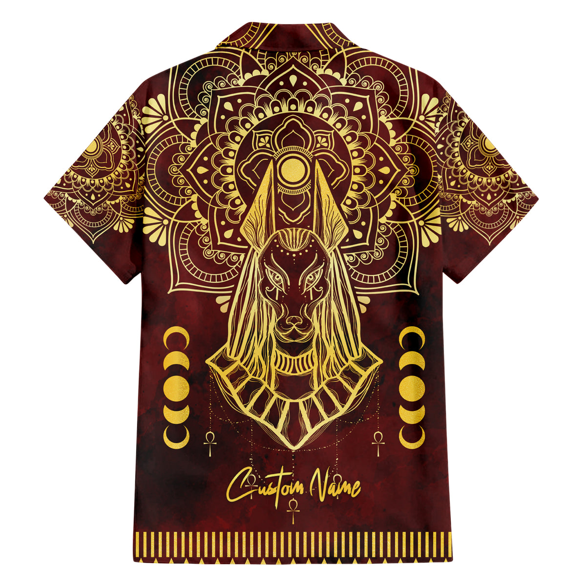Personalized Anubis Hawaiian Shirt Ancient Egyptian Pattern In Red - Wonder Print Shop