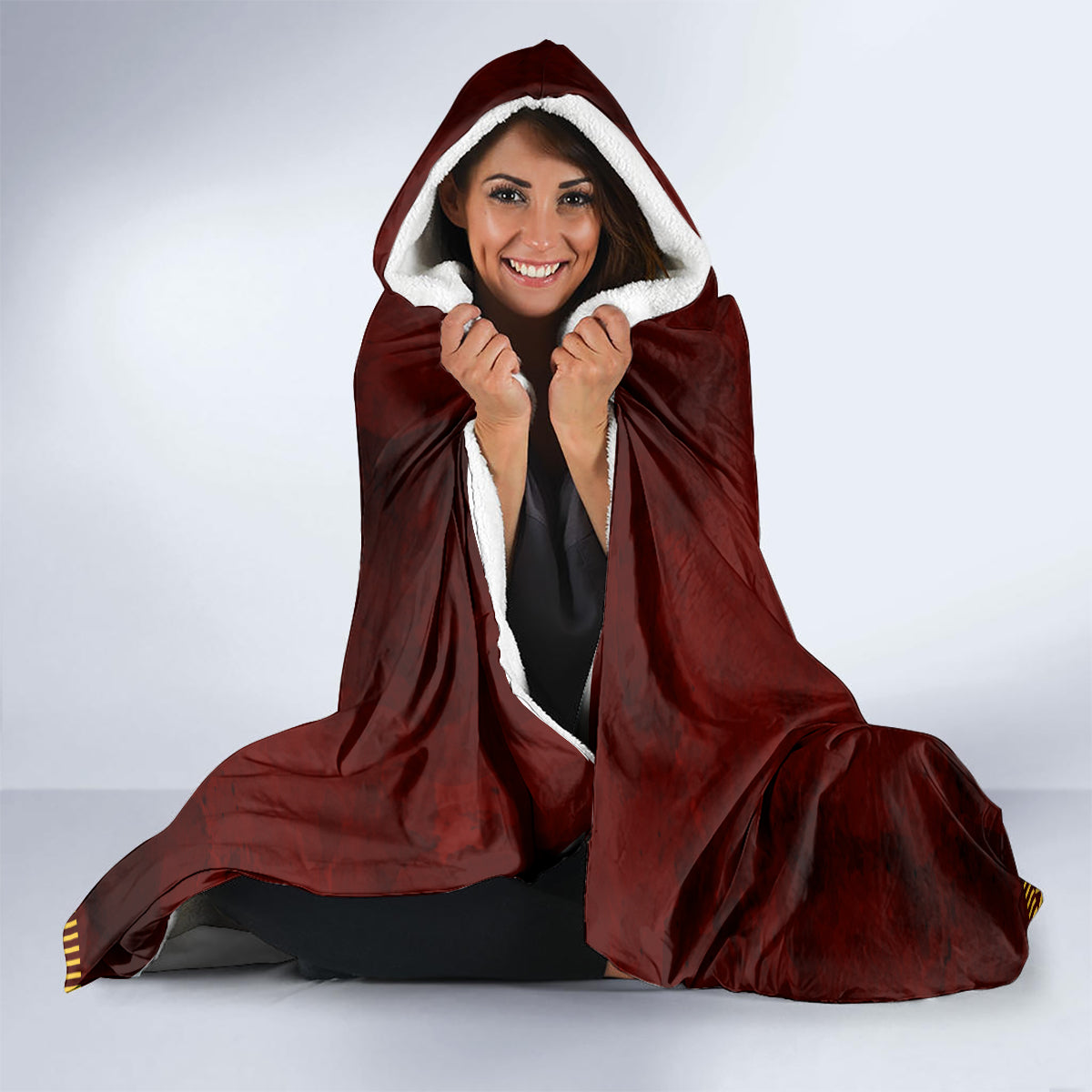 Personalized Anubis Hooded Blanket Ancient Egyptian Pattern In Red