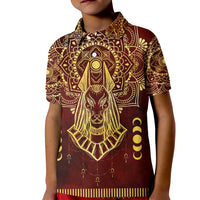 Personalized Anubis Kid Polo Shirt Ancient Egyptian Pattern In Red - Wonder Print Shop