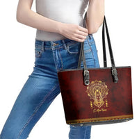 Personalized Anubis Leather Tote Bag Ancient Egyptian Pattern In Red - Wonder Print Shop