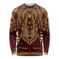 Personalized Anubis Long Sleeve Shirt Ancient Egyptian Pattern In Red - Wonder Print Shop