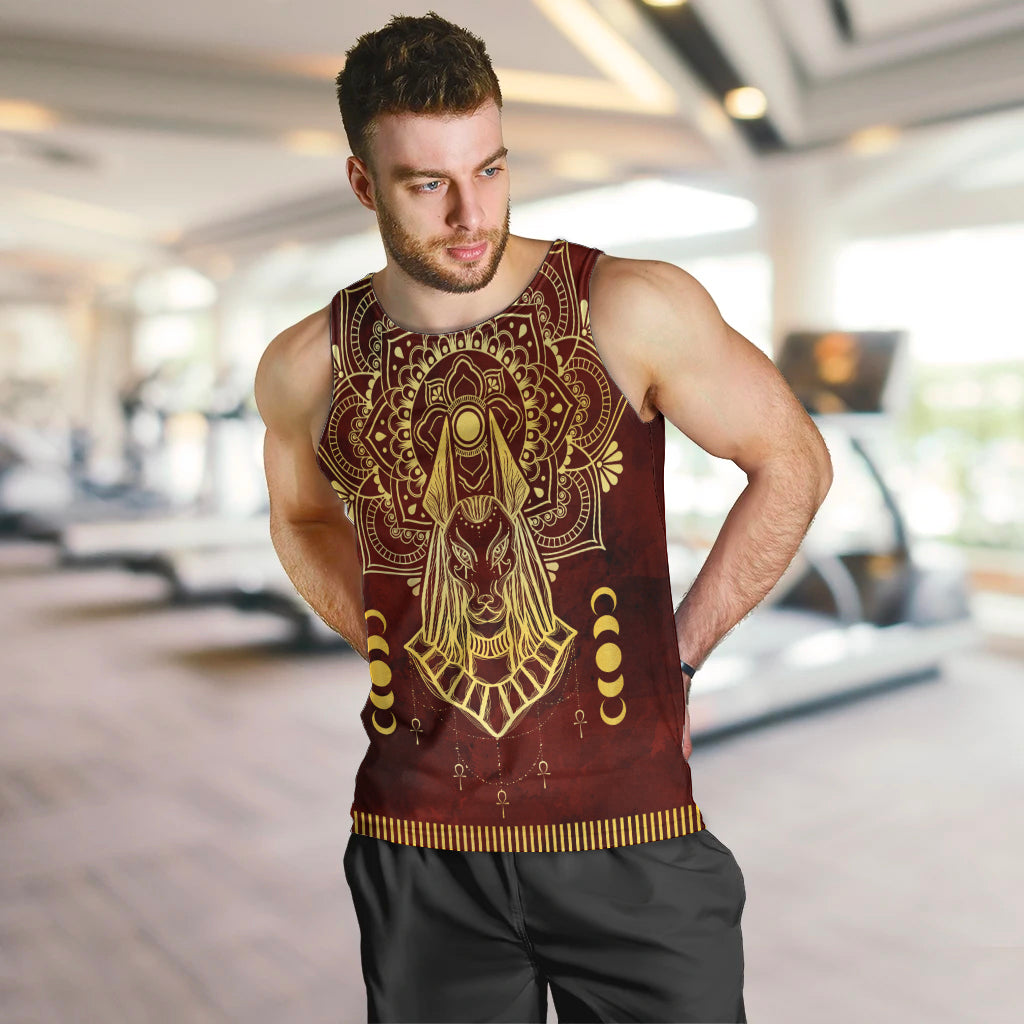 Personalized Anubis Men Tank Top Ancient Egyptian Pattern In Red - Wonder Print Shop