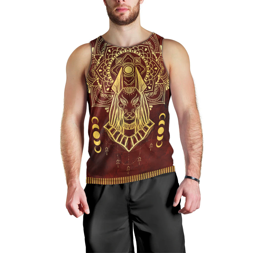 Personalized Anubis Men Tank Top Ancient Egyptian Pattern In Red - Wonder Print Shop