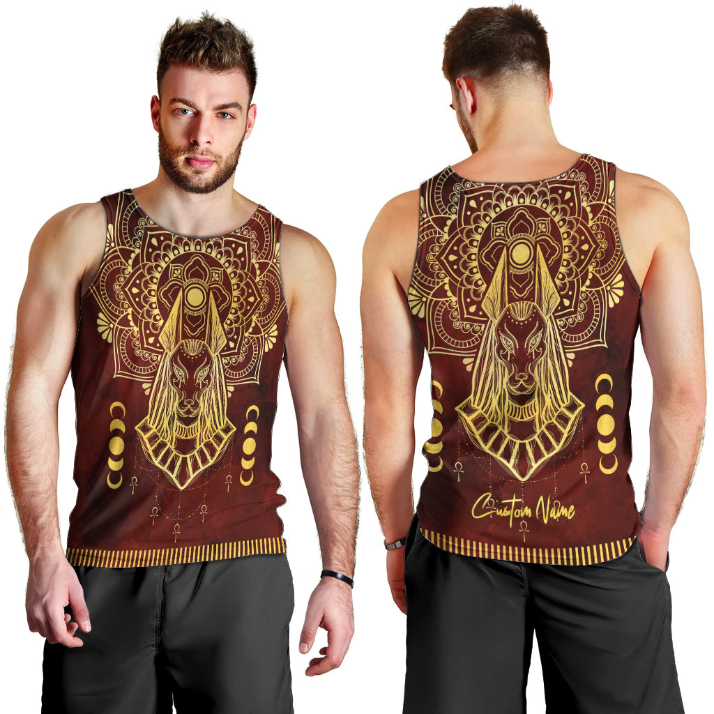 Personalized Anubis Men Tank Top Ancient Egyptian Pattern In Red - Wonder Print Shop