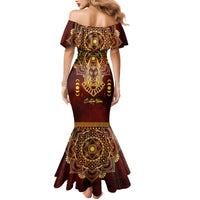 Personalized Anubis Mermaid Dress Ancient Egyptian Pattern In Red - Wonder Print Shop