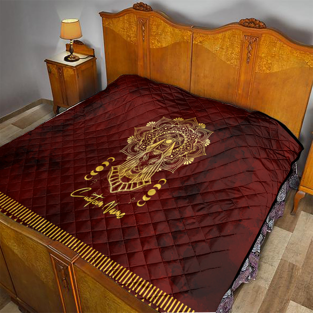 Personalized Anubis Quilt Ancient Egyptian Pattern In Red - Wonder Print Shop