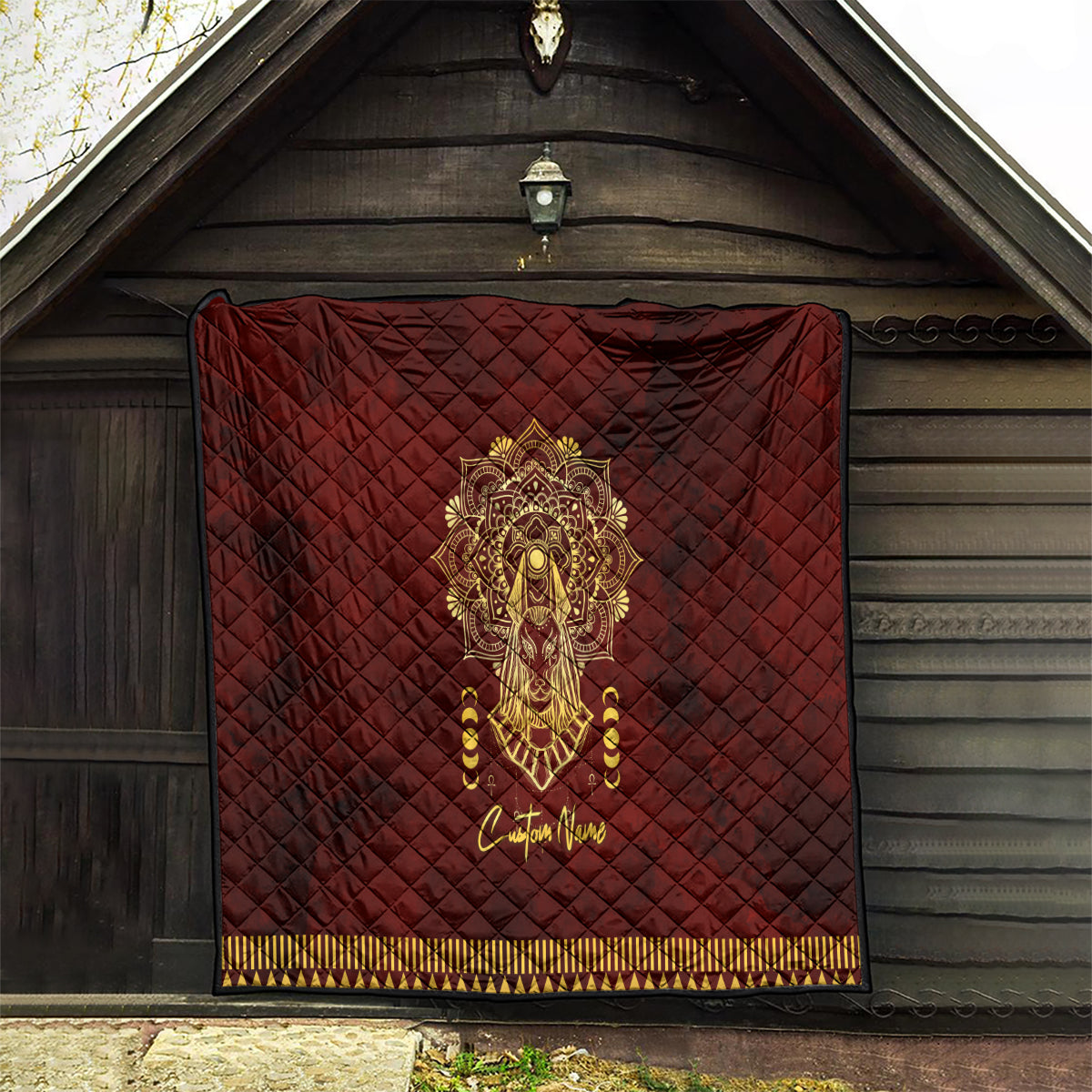 Personalized Anubis Quilt Ancient Egyptian Pattern In Red - Wonder Print Shop