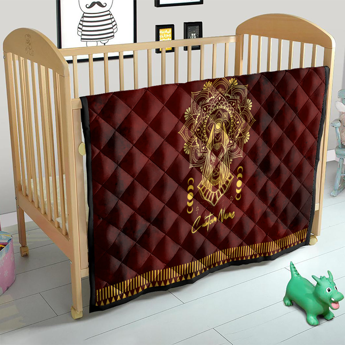 Personalized Anubis Quilt Ancient Egyptian Pattern In Red - Wonder Print Shop