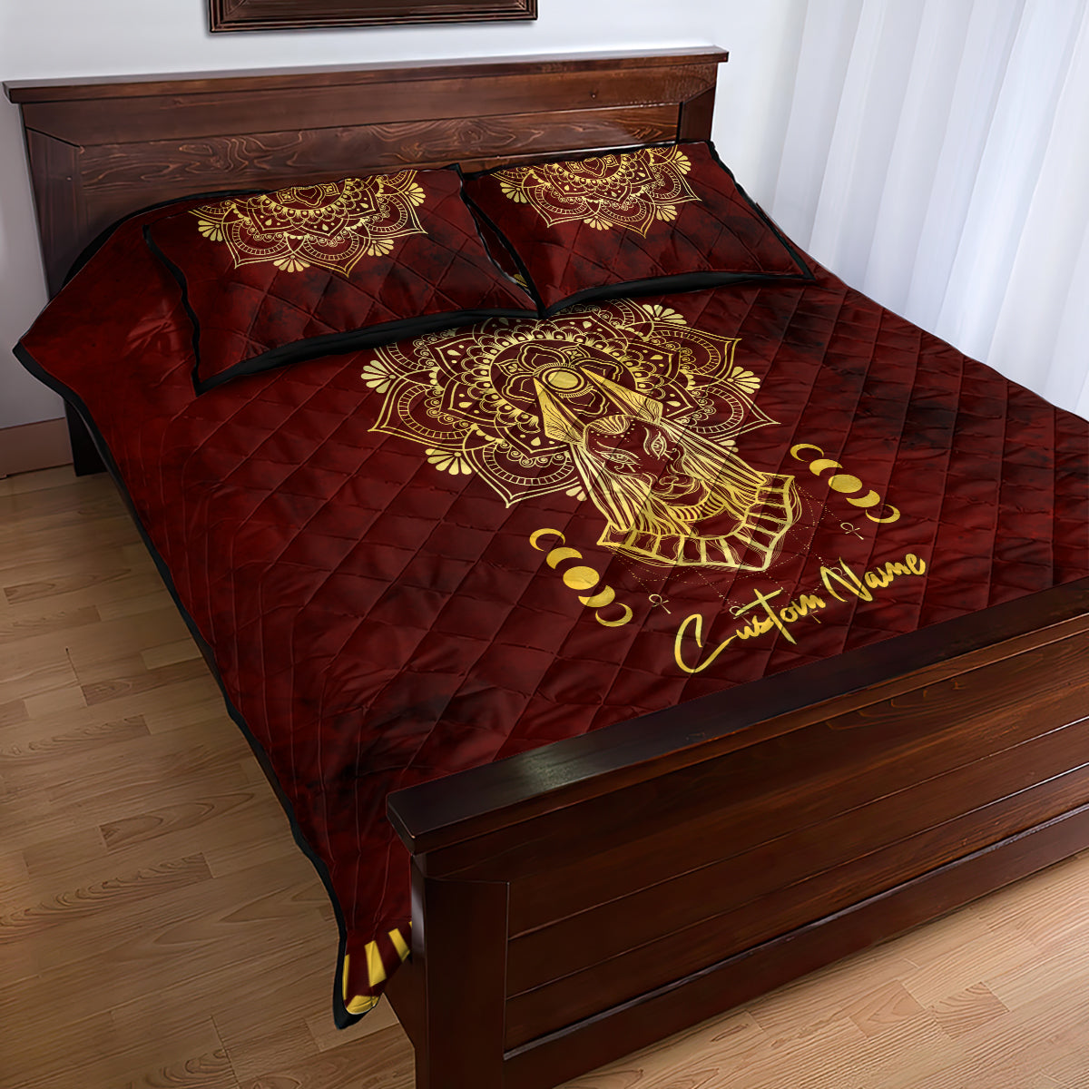 Personalized Anubis Quilt Bed Set Ancient Egyptian Pattern In Red - Wonder Print Shop