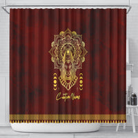 Personalized Anubis Shower Curtain Ancient Egyptian Pattern In Red