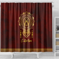 Personalized Anubis Shower Curtain Ancient Egyptian Pattern In Red