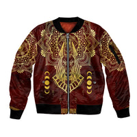 Personalized Anubis Sleeve Zip Bomber Jacket Ancient Egyptian Pattern In Red - Wonder Print Shop