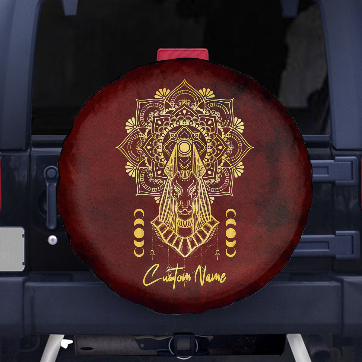 Personalized Anubis Spare Tire Cover Ancient Egyptian Pattern In Red - Wonder Print Shop