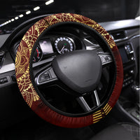 Personalized Anubis Steering Wheel Cover Ancient Egyptian Pattern In Red - Wonder Print Shop