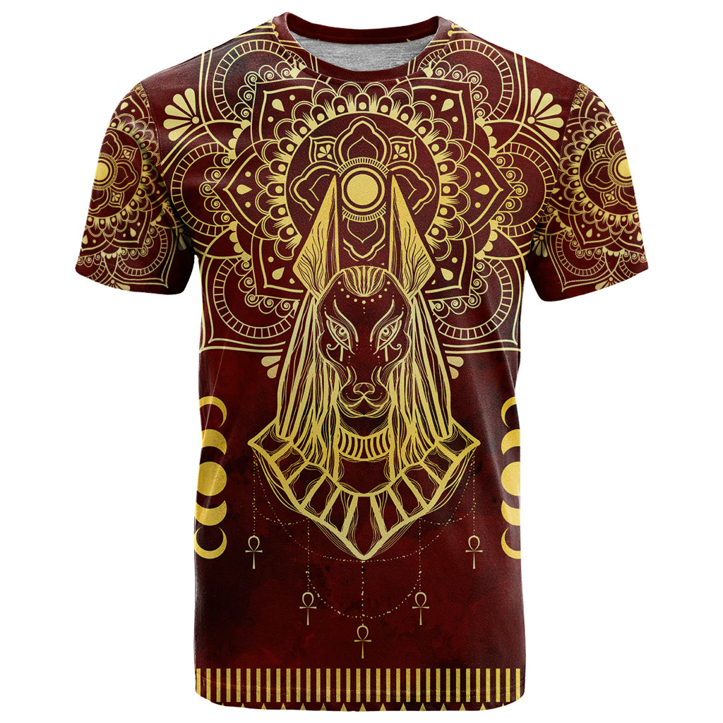 Personalized Anubis T Shirt Ancient Egyptian Pattern In Red - Wonder Print Shop