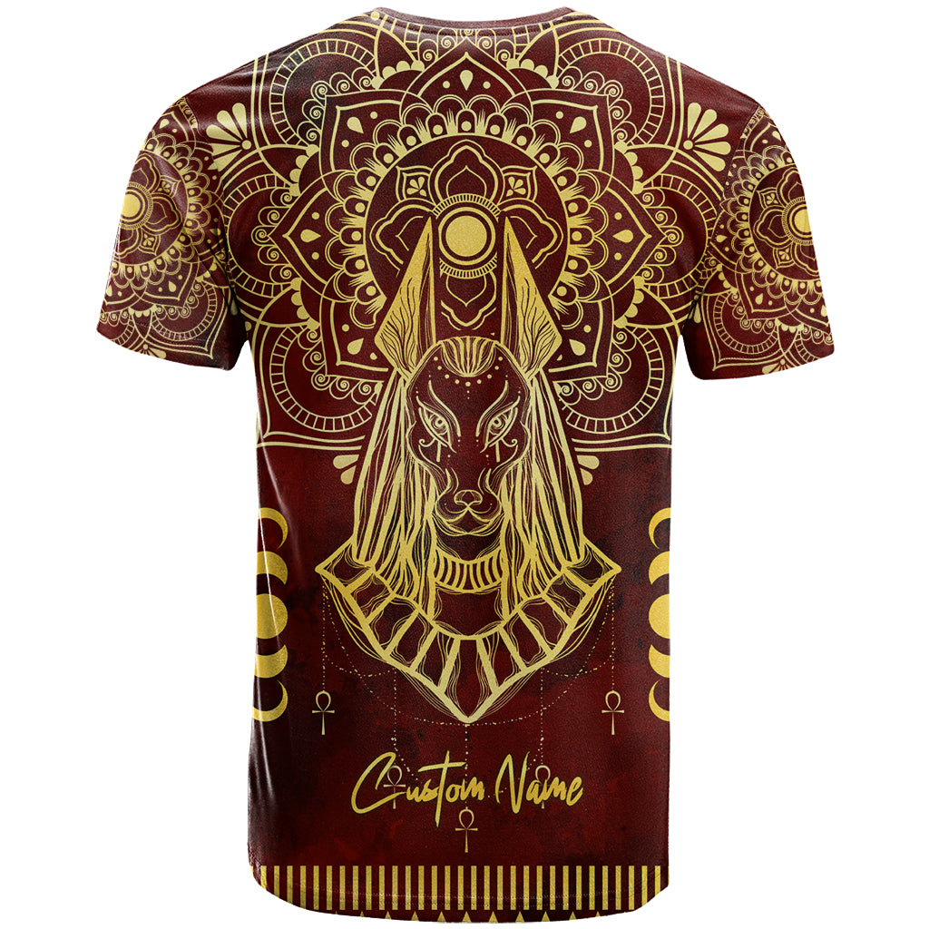 Personalized Anubis T Shirt Ancient Egyptian Pattern In Red - Wonder Print Shop