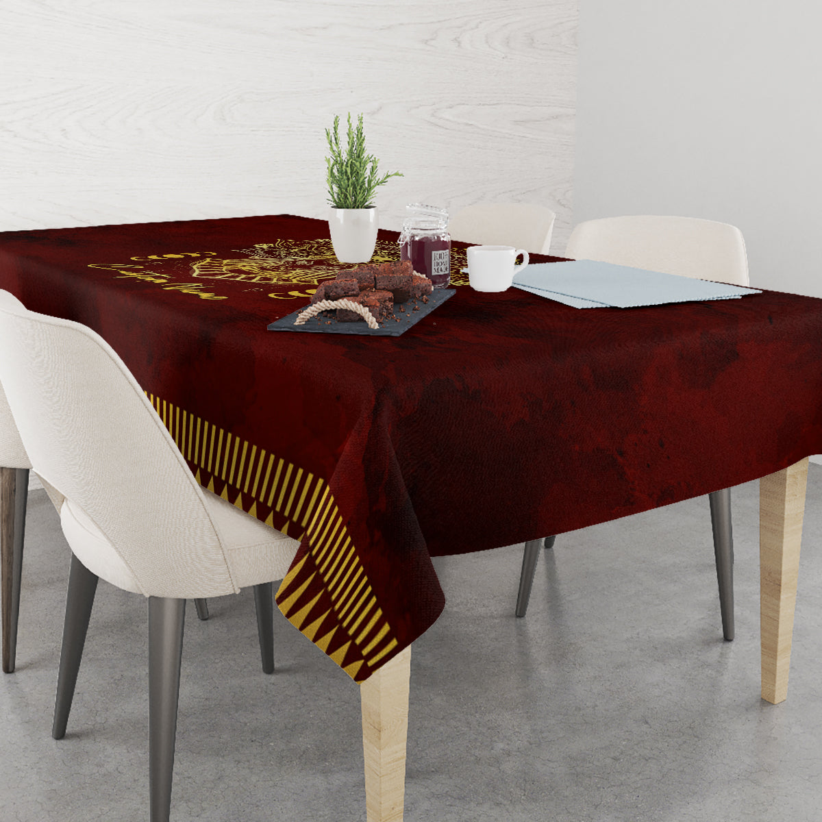 Personalized Anubis Tablecloth Ancient Egyptian Pattern In Red - Wonder Print Shop