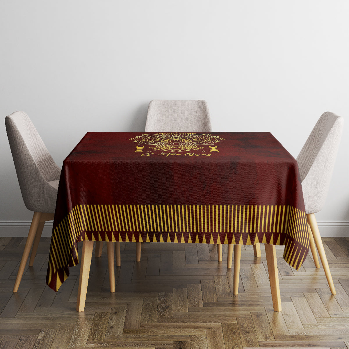 Personalized Anubis Tablecloth Ancient Egyptian Pattern In Red - Wonder Print Shop