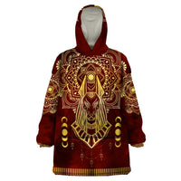 Personalized Anubis Wearable Blanket Hoodie Ancient Egyptian Pattern In Red - Wonder Print Shop