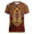 Personalized Anubis Women V Neck T Shirt Ancient Egyptian Pattern In Red - Wonder Print Shop