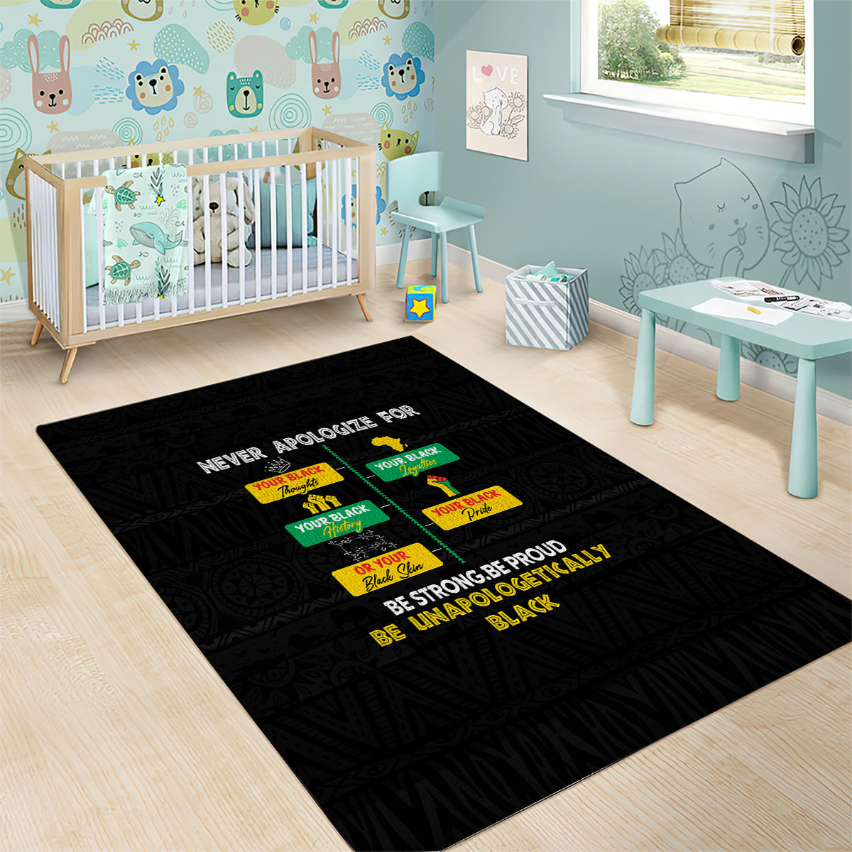 Never Apologize For Your Pride Area Rug African Black History - Wonder Print Shop