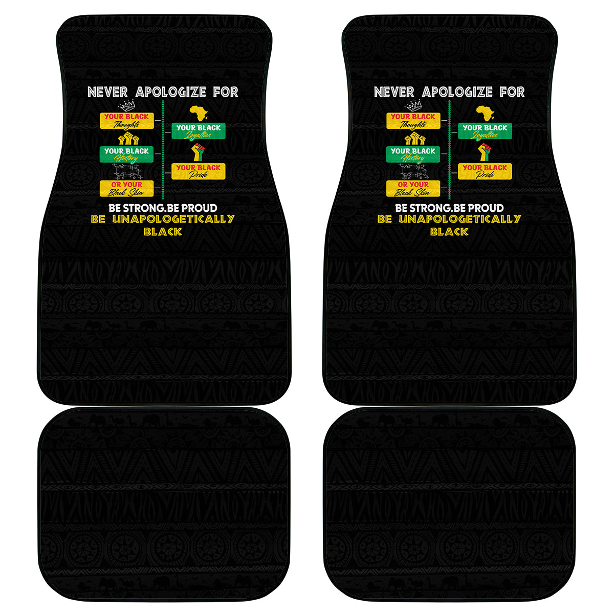 Never Apologize For Your Pride Car Mats African Black History - Wonder Print Shop