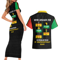 Never Apologize For Your Pride Couples Matching Short Sleeve Bodycon Dress and Hawaiian Shirt African Black History - Wonder Print Shop