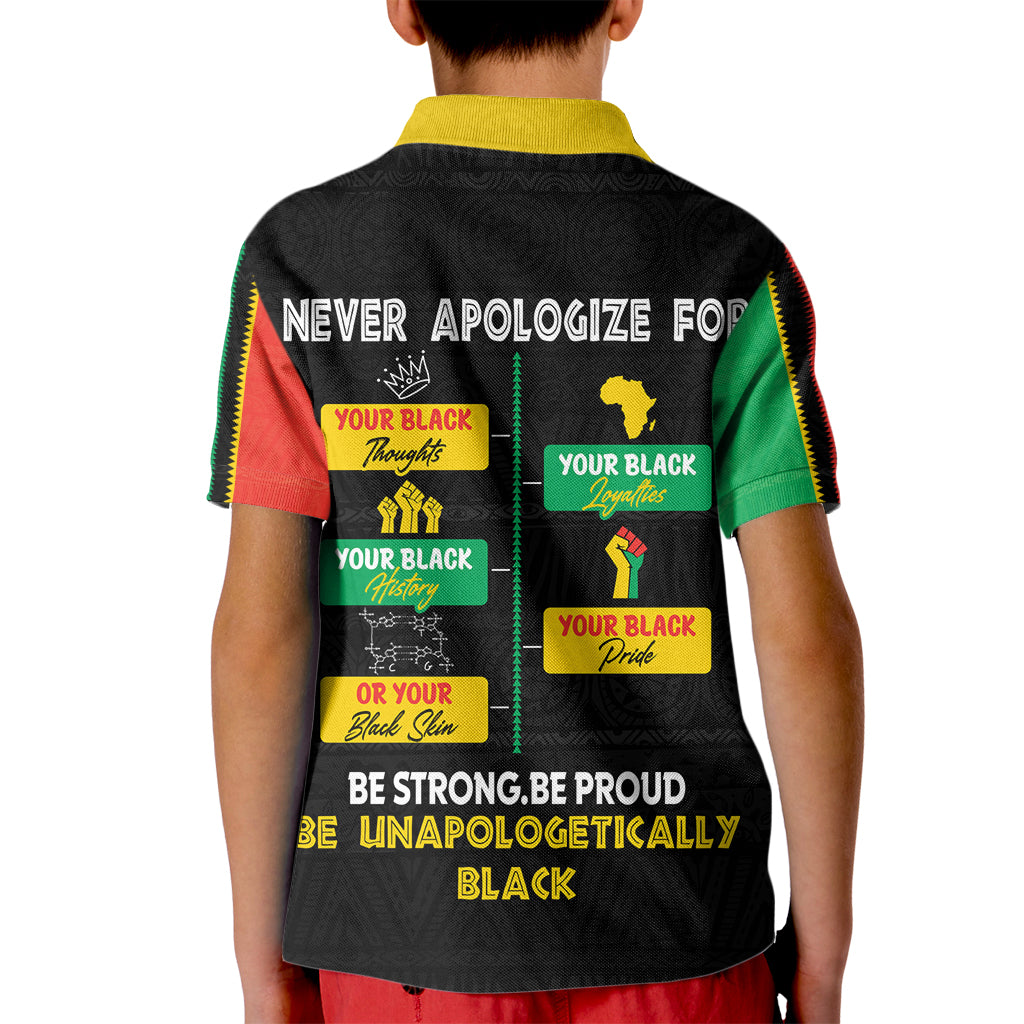 Never Apologize For Your Pride Kid Polo Shirt African Black History - Wonder Print Shop