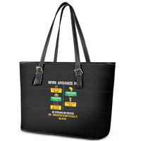 Never Apologize For Your Pride Leather Tote Bag African Black History - Wonder Print Shop