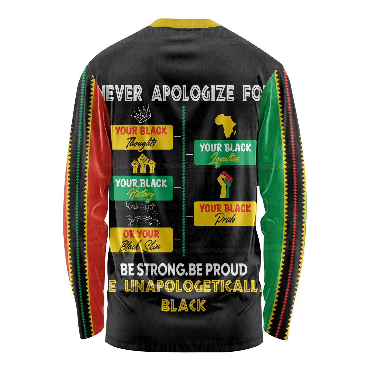 Never Apologize For Your Pride Long Sleeve Shirt African Black History - Wonder Print Shop