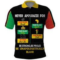 Never Apologize For Your Pride Polo Shirt African Black History - Wonder Print Shop