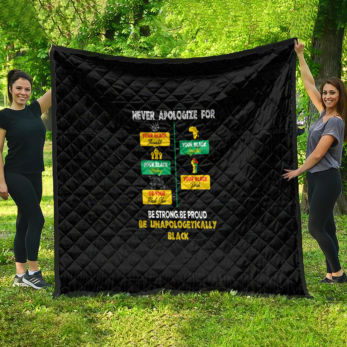 Never Apologize For Your Pride Quilt African Black History - Wonder Print Shop