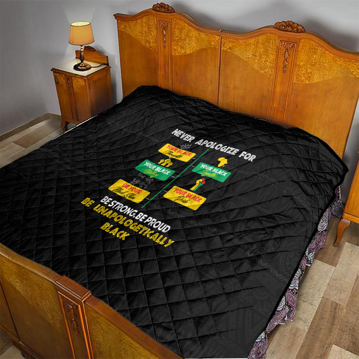 Never Apologize For Your Pride Quilt African Black History - Wonder Print Shop