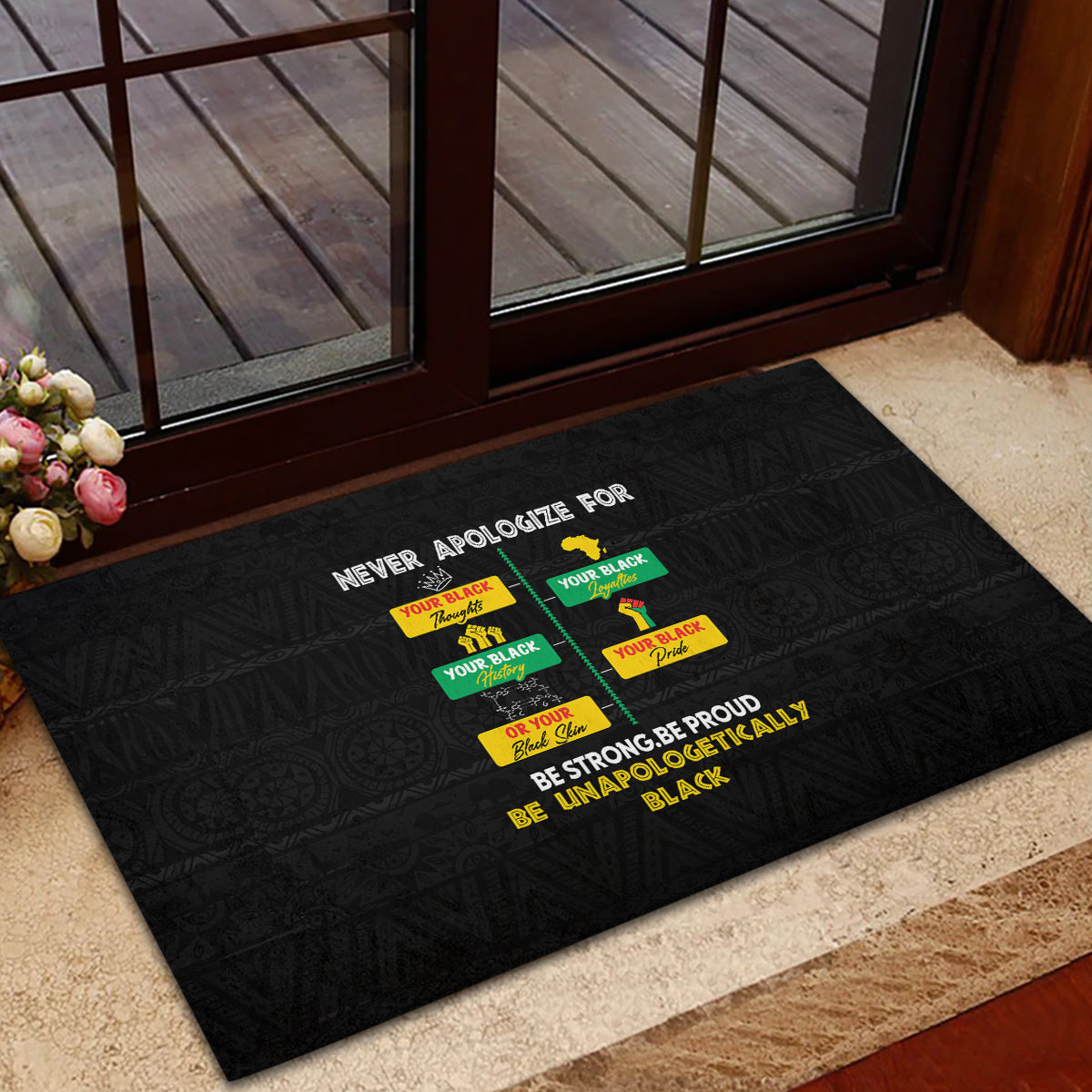 Never Apologize For Your Pride Rubber Doormat African Black History - Wonder Print Shop