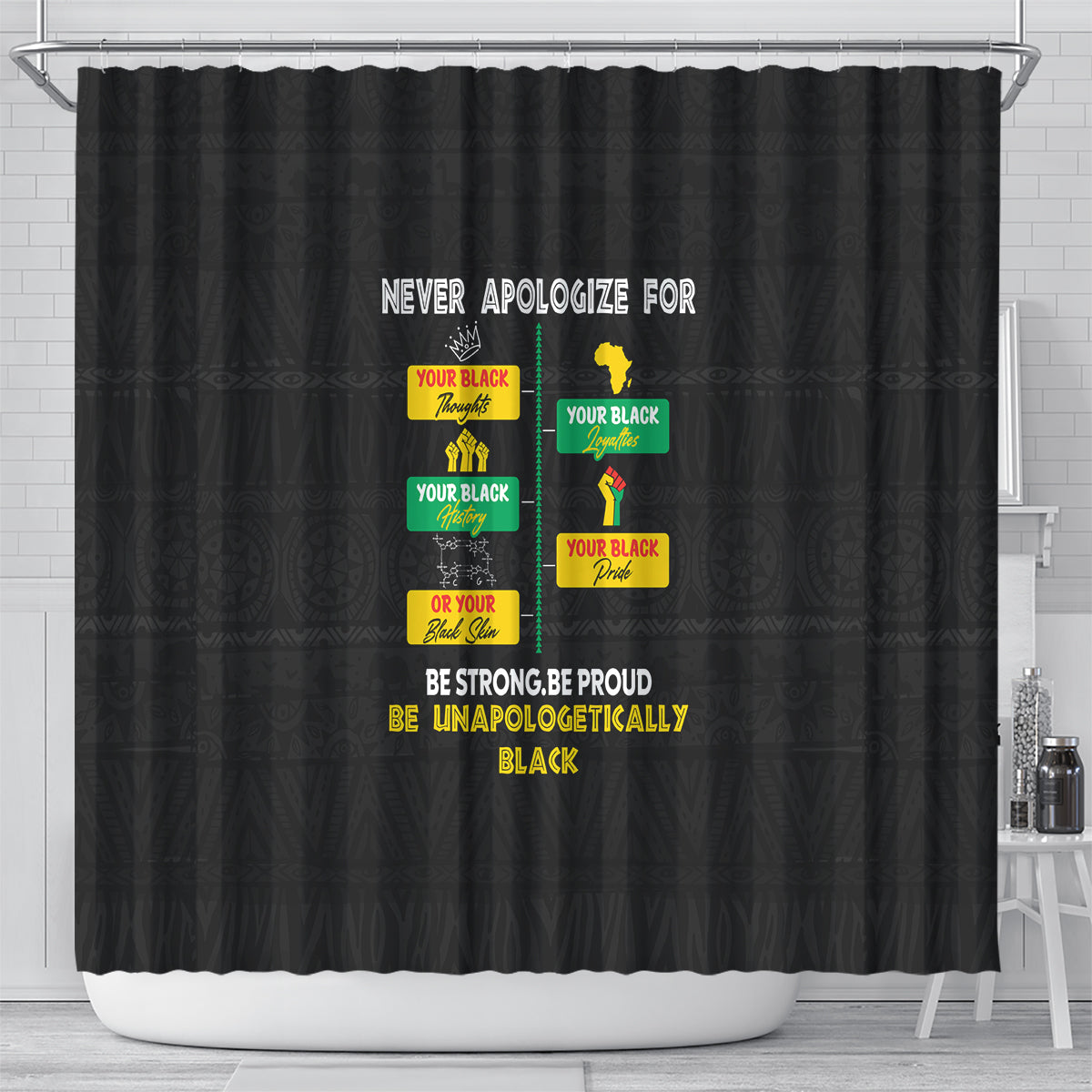 Never Apologize For Your Pride Shower Curtain African Black History