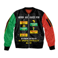 Never Apologize For Your Pride Sleeve Zip Bomber Jacket African Black History - Wonder Print Shop