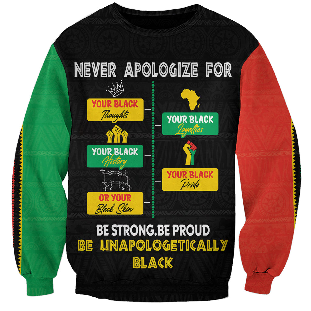 Never Apologize For Your Pride Sweatshirt African Black History - Wonder Print Shop
