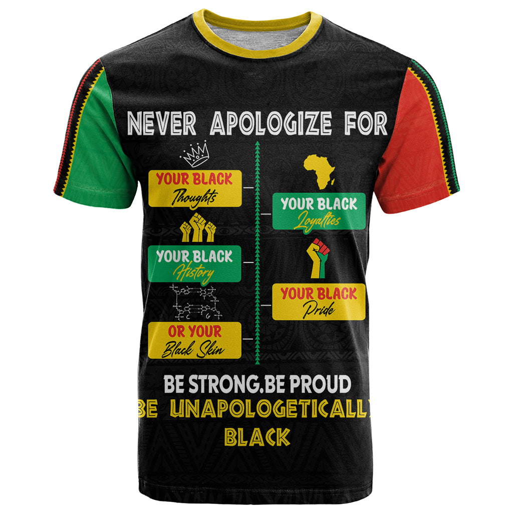 Never Apologize For Your Pride T Shirt African Black History - Wonder Print Shop