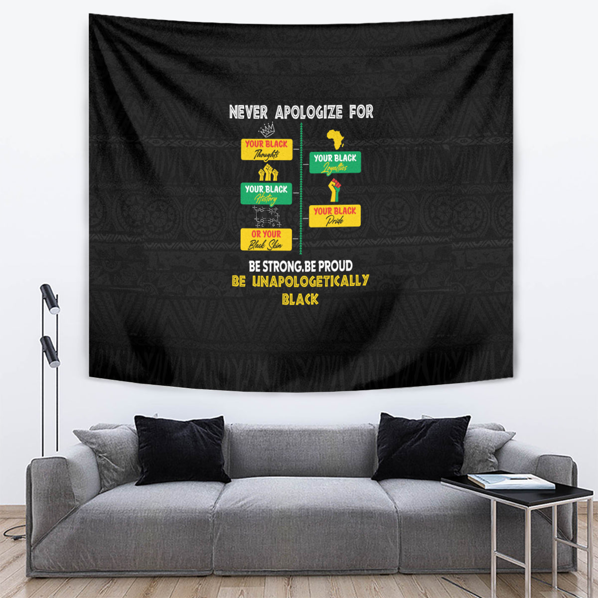 Never Apologize For Your Pride Tapestry African Black History - Wonder Print Shop