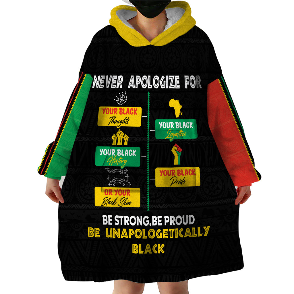 Never Apologize For Your Pride Wearable Blanket Hoodie African Black History - Wonder Print Shop