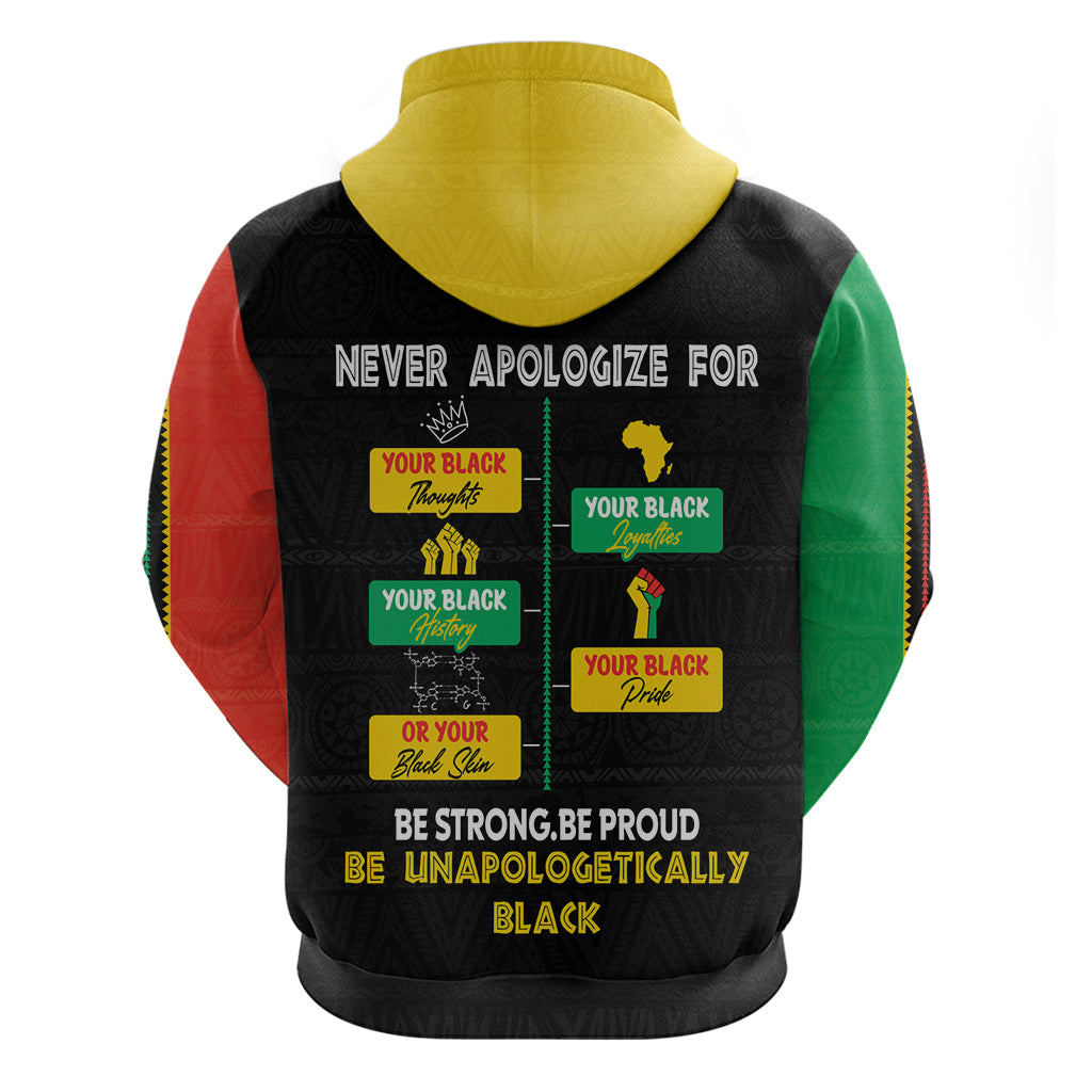Never Apologize For Your Pride Zip Hoodie African Black History - Wonder Print Shop