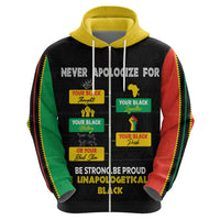 Never Apologize For Your Pride Zip Hoodie African Black History - Wonder Print Shop