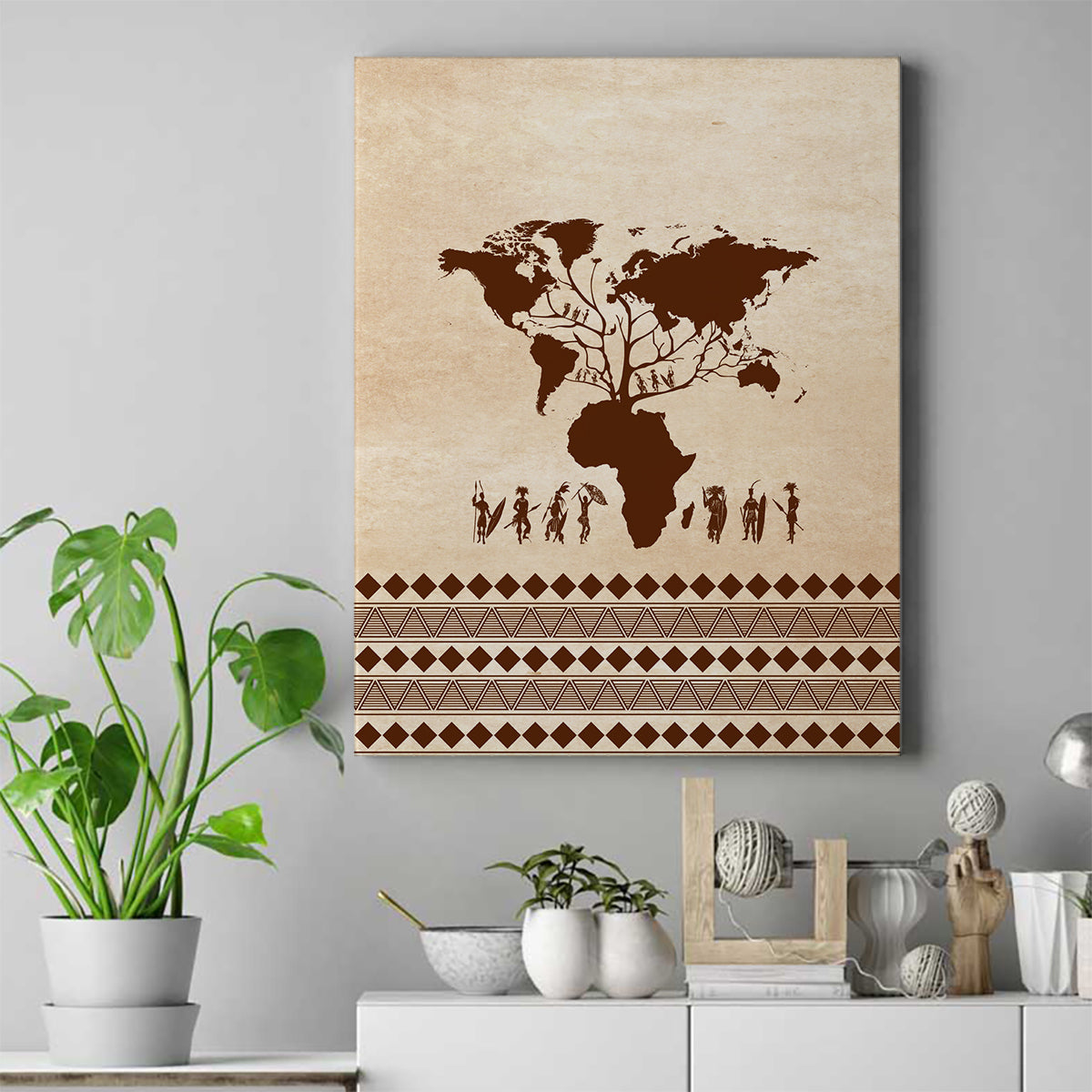 Root Africa Canvas Wall Art African Map - Wonder Print Shop