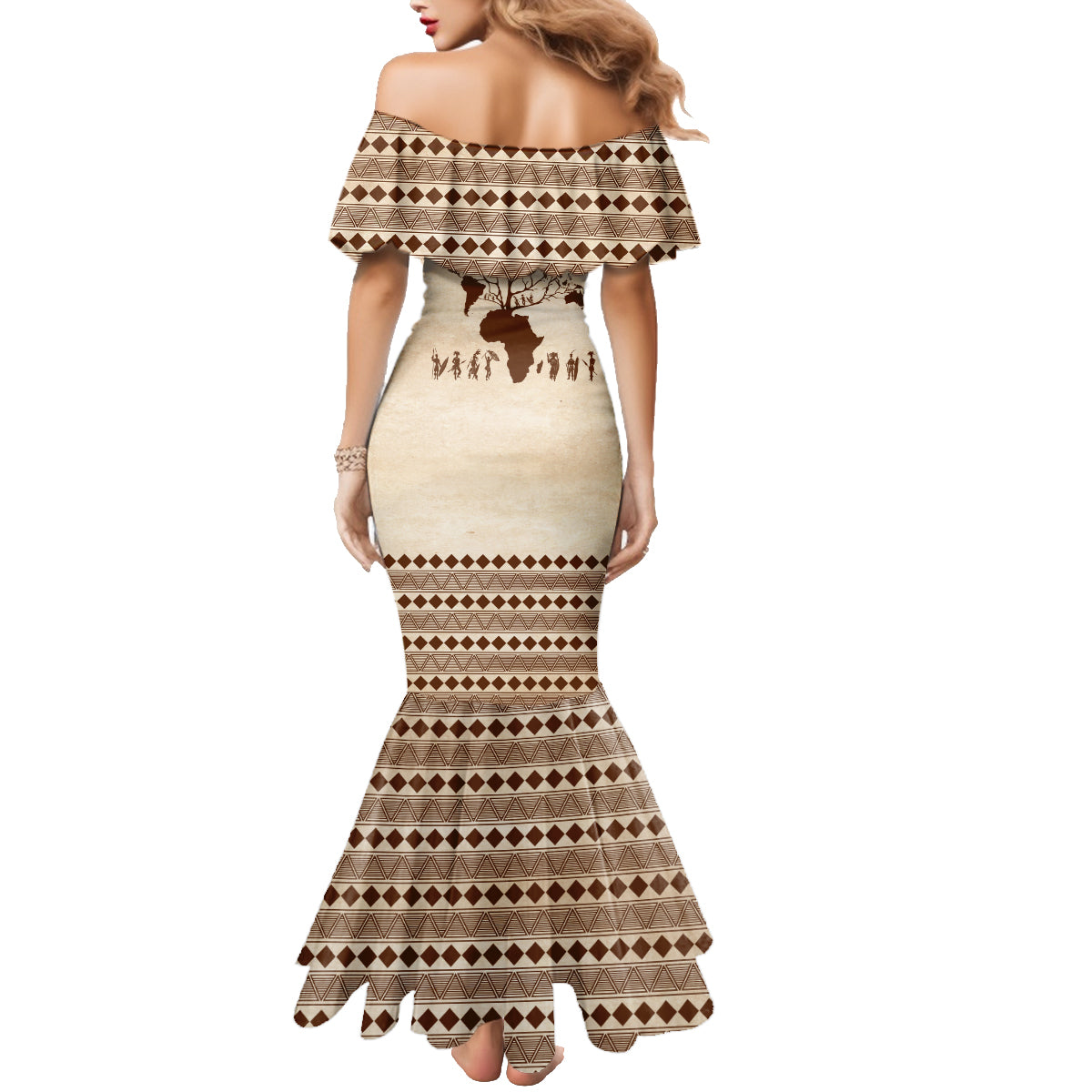 Root Africa Family Matching Mermaid Dress and Hawaiian Shirt African Map - Wonder Print Shop