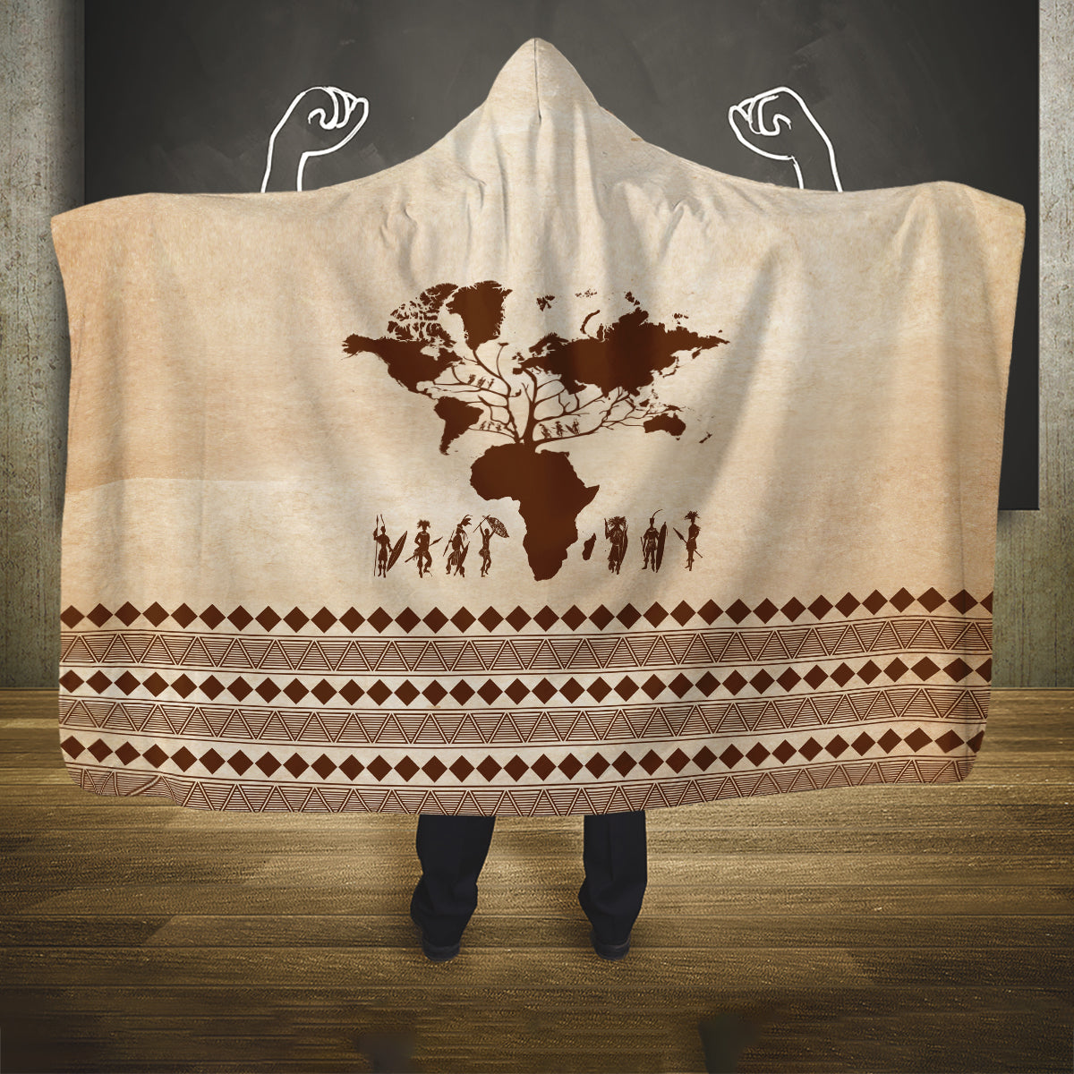 Root Africa Hooded Blanket African Map